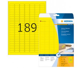Kollased kleebisetiketid Herma - 25.4x10mm, 20 lehte